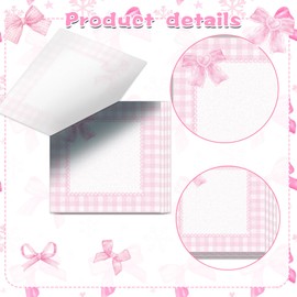 Pink Bow Pattern Sticky Notes 240pcs Adhesive Sticky Stickers DIY for Office School Notepad Memo Pads Supplies, 3 * 3inch