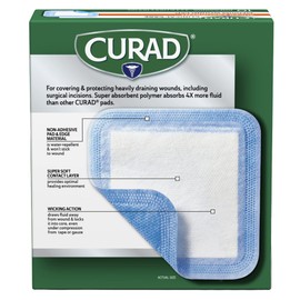 Curad Super Absorbent Wound Pad, Medium, 4" x 4", 10 Count, 3 Pack