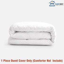 SLEEP-NEST Alaskan King Duvet Cover 132x120 - Oversized King Plus, 100% Cotton, Ultra Soft & Breathable All-Season Comforter Cover with Zipper Closure & 2" Decorative Flange - 1 Piece, White
