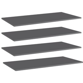 TREATLIFE HOME Bookshelf Boards 4 pcs High Gloss Gray, 31.5" x 7.9" x 0.6", Engineered Wood for Extra Storage