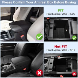 PIFOOG Accessories for Ford Explorer 2025 2024 2023 2022 2021 2020 Center Console Organizer Tray Car Armrest Storage Box Organizers with Anti Slip Mats Black 1PC