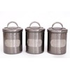 Grey Hammered Metal Tea Coffee Sugar Storage Canister Set