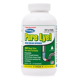 ComStar Pure Lye | 99% Pure Sodium Hydroxide Beads | Eco-Friendly, Industrial Strength, Biodegradable Drain Opener | Safe on Fixtures | Static-Free, Unique Beads for Soap Making | 2 lb. (30-504)