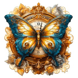 Wooden Puzzle Adults, 270 Pieces Butterfly Clock Wooden Puzzle Adults, 34 x 31.7 cm Wooden Puzzle, Irregular Unique Puzzle, Wooden Puzzle Animal Shape, Wooden Puzzle with Wooden Gift Box