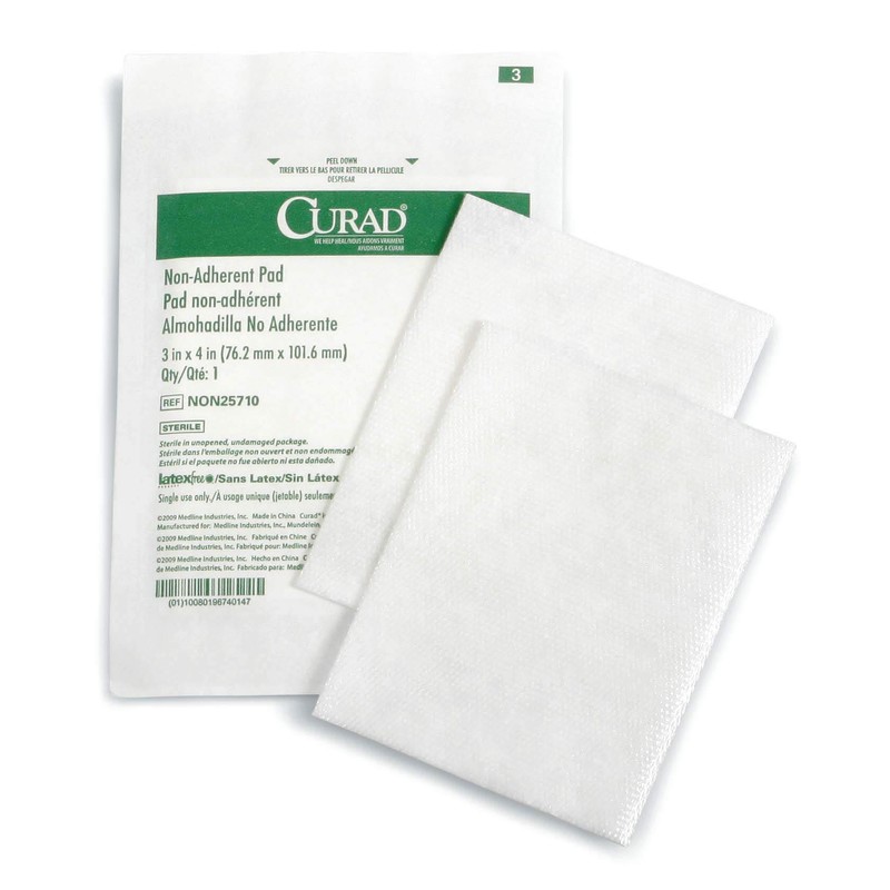Curad Sterile Non-Adherent Pads (Pack of 100) for gentle wound