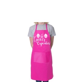 Print4U Queen Of Cupcakes Funny Ladies Apron with 2 Pockets Baking Cooking Pink