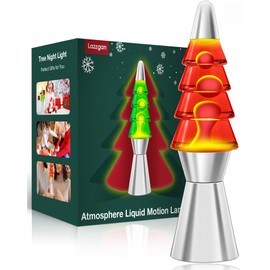 Christmas Tree Liquid Motion Night Lights: 14.5 inches Table Lamp Liquid Motion Lamp, Mood Lighting Christmas Indoor Decorations Night Light for Kids and Adults, Red Bottle White Wax
