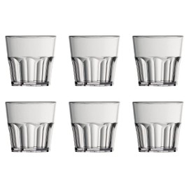 Garnet - Reusable Plastic Cups Model Mini Drink Transparent x 6 Pieces - 16 cl on the Rim - 10 cl in Service - 100% Made in Italy