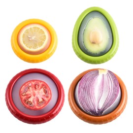 4 Piezas Almacenamiento de Silicona, Reutilizables Organizador de Refrigerador para Frutas y Verduras, Aguacate, Cebolla, Jitomate, Limones, Tomates, Patatas