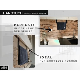 RW Smart Home Items Wall Cupboard Towel Rail Towel Holder Tea Towel Holder No Drilling Required Towel Holder Bathroom Towel Holder Kitchen Matt Black