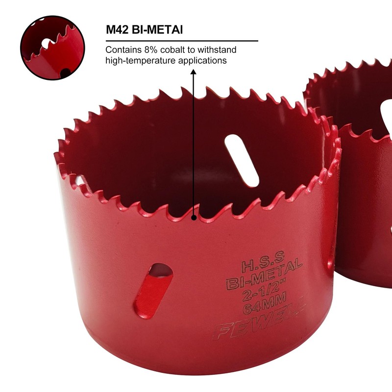FEWELL 16PCS M42 Bi-Metal Hole Saw Kit with 8% Cobalt,