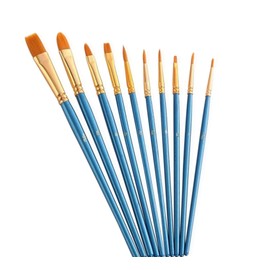 LeTradeJP Watercolor Brush Face Brush Paint Supplies Acrylic Paint Brushes 10pcs Acrylic Paint Flat Brush Round Nylon Paint Brush Brush Paint Set Round Brush Flat Brush (Set of 10)