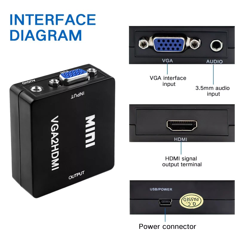 Unbranded NEW VGA to HDMI Converter Adapter 1080P Full HD