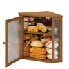 viewcare Corner Bread Box for Kitchen Counter, Bamboo Wood Large