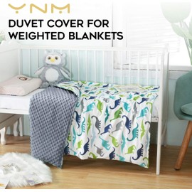 YnM Duvet Cover for Weighted Blankets (Dinosaur, 36''x48'')