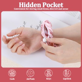 Nogeqi 4PCS Stash Scrunchie with Zipper Pocket, Hidden Pocket Scrunchies Ponytail Holder, Large Scrunchy Hair Ties with Hidden Pockets for Women Girls (Multi Colors)
