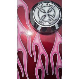 No. 28 Airbrushed Edition Pink with Smoke Pinstripe -28pc - Old School Flame Decals for Motorcycle Tank, fenders, Helmet