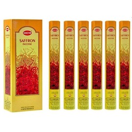 Hem Saffron Incense Sticks (120 Sticks, 6 Boxes Inside) - 9 Inches Long, 20g per Box - Enhances Meditation and Spiritual Practices for Deeper Focus.