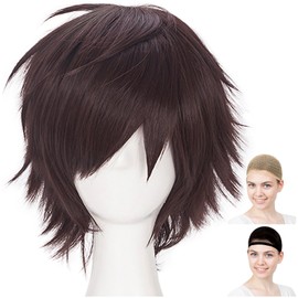 CaseEden 6058 Premium Cool Short Hair Cosplay Wig Dark Brown Dark Brown
