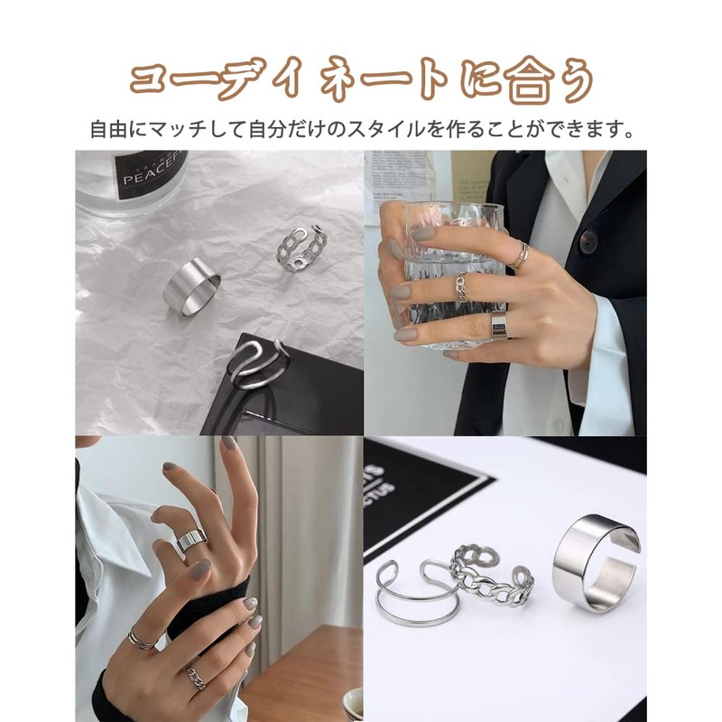 YFFSFDC 6 Piece Ring, Accessories, Fashion Ring, Popular Set, Adjustable,