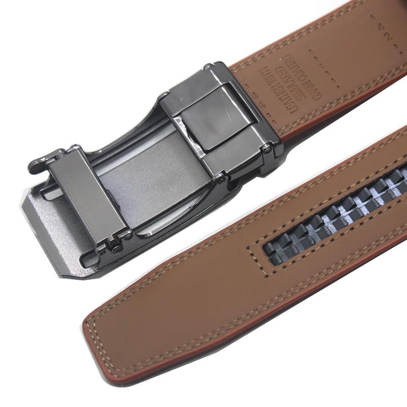 BETAM Men's Fashion Lightweight Buckle Stylish Leather Belt, casual brown