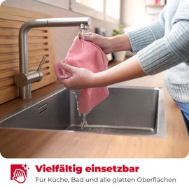 Vileda Actifibre Soft Universal, Set of 10 Microfibre Cloths, Streak-Free Cleaning Cloths with Extremely High Absorbency for Kitchens and Bathrooms, Absorbent Microfibre Cloth without Chemicals, Pink & Grey