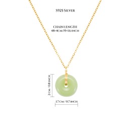 Natural Jade Pendant Necklace for Women - 18K Gold Plated Green Donut Gemstone Necklace, Elegant Crystal Stone Jewellery Gift for Her