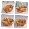 KOMBIUDA Natural Hyacinth Grass Bread Basket Woven Snack Organizer Decorative