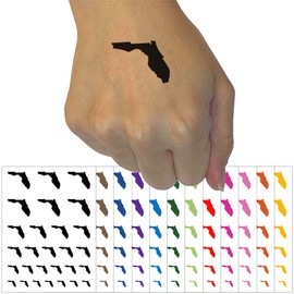 Florida State Silhouette Temporary Tattoo Water Resistant Fake Body Art Set Collection - Hot Pink (One Sheet)