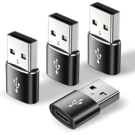 GOLDYIPE USB C to USB Adaptor, USB to Type C Adapter 4Pack, Type C Female to A Male Charger Cable Converter Compatible with Mbook, Notebook, Tablet, Smartphone, Airpods,Galaxy S23 S24 A34 (Black)