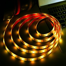 HIKENRI 1M/3.3FT Battery Powered LED Strip Lights, Flexible Color Changing RGB LED Light Strip, TV Backlight Background Lighting