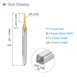 CoCud Threading Taps Meters M1 x 0.25 Thread Titanium Coated Machine 3 Straight Flutes for Threading Tools Tap Drilling Machines 2pcs