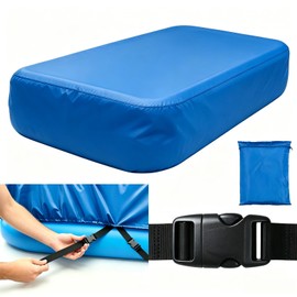 Inflatable Pool Cover 130" L x 84" W Fits Pool Under 11 x 7 ft, Cover is Made of 210D Heavy-Duty Waterproof Oxford Fabric, Built-in Elastic Band and Extra Buckle to Prevent Slipping (Blue)