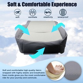 SecosAutoparts Driver and Passenger Side Bottom Replacement Cloth Seat Covers Gray Compatible with Dodge Ram 1500 2500 3500 4500 5500 2009 2010 2011 2012