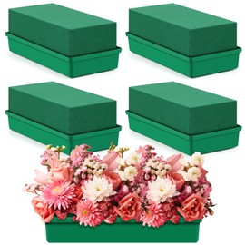 Teenyyou 4 Pack Large Size Floral Foam with Bowl 9.65" L x 4.65" W x 3" H Floral Foam Blocks Floral Arrangements Supplies Rectangle Flower Holder with Floral Foam for Table Party Festival Flower Decor
