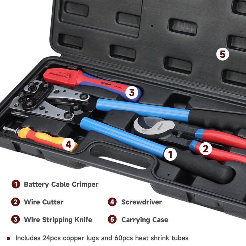 iCrimp Battery Cable Lug Crimping Tool Kit For Copper Lugs