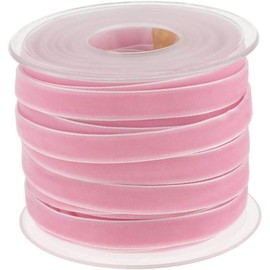 POFET 20 Yard 10mm Wide Velvet Ribbon Roll for Crafts Decoration - Pink