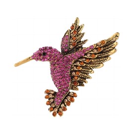 Hummingbird Gift for Women Girl Hummingbird Brooch Rhinestone Animal Pin Corsage Lapel Backpack Pin Christmas Anniversary Decorative Accessory Jewelry (Gold Pink)