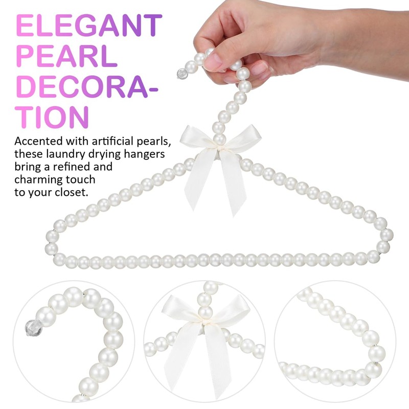 PRETYZOOM 2 Pcs Kids Clothes Hangers White Artificial Pearl Beaded