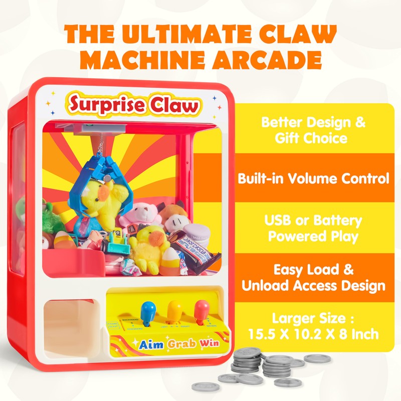JOYIN Claw Machine Arcade Toy with LED Light & Adjustable