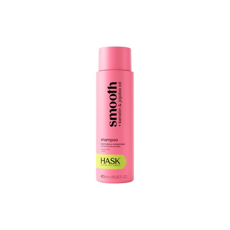 HASK, Smooth + Keratin & Jojoba Oil, Shampoo Alisante, Controla