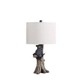 TREATLIFE HOME 24.75-Inch Polyresin Table Lamp with Black Bear Figuring and Beige Cotton/Linen Shade