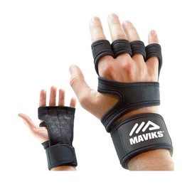 MAVIKS Black Gym Fitness Gloves Hand Grips for Men Women UK Weight Lifting Workout Cross Training Wrist Support for Pull Ups, Powerlifting, Bodybuilding, Calisthenics (S)