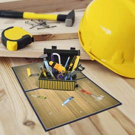 Magic Ants 3D Pop-Up Tool Box Card, Craftsman Birthday Card, Unique Pop-Up Card for Dad, Husband, DIY Fans, Craftsmen, Valentine's Day, Father's Day, Birthday Card with Tools