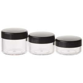 yueton 6Pcs Empty Clear Boday Black Top Lid Plastic Sample Containers 10/15/20Gram Size Cosmetic Containers Pot Jars Eyshadow Container Lot