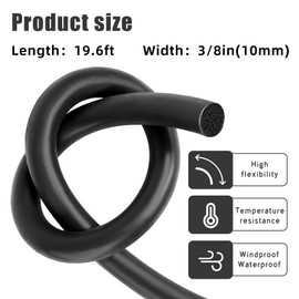 Backer Rod 3/8 Inch,Black Foam Caulk Saver for Gaps and Weather Stripping Door Seal, 20 Ft Concrete Expansion Joint Filler