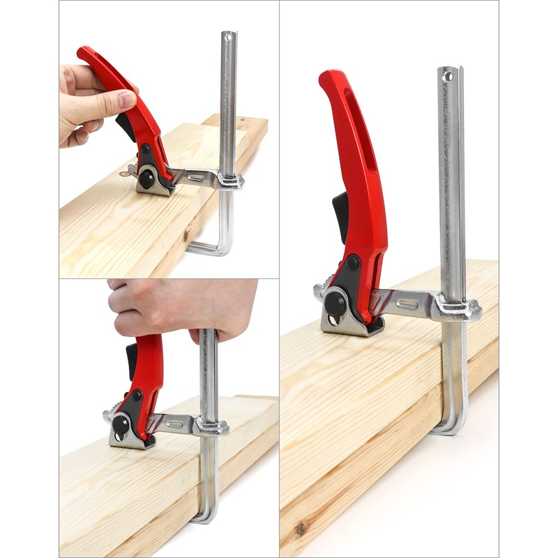 QWORK Ratcheting Table Clamp, 4 Pack Quick Release Bar Clamp