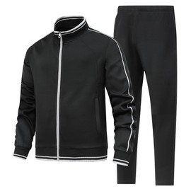 JIASCVGA Men's 2 Pieces Athletic Tracksuit Full-Zip Workout Sweatsuit with Active Jackets and Pants