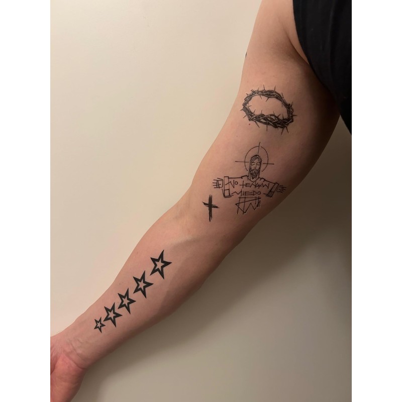 2 Sheets Temporary Cross Tattoo Rosary Tattoos Jesus Tattoo Bed