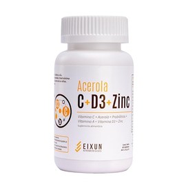 Suplemento Alimenticio | Acerola Vitamina C + D3 + Zinc | Refuerza Defensas| Antioxidante Potente | Huesos Fuertes| Piel Sana | No Medicamento| 60 Tabletas Masticables